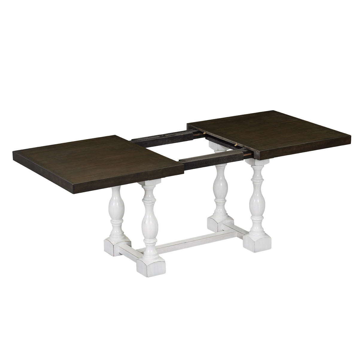 Set Tavolo Pranzo Estendibile 6 Pezzi Bianco