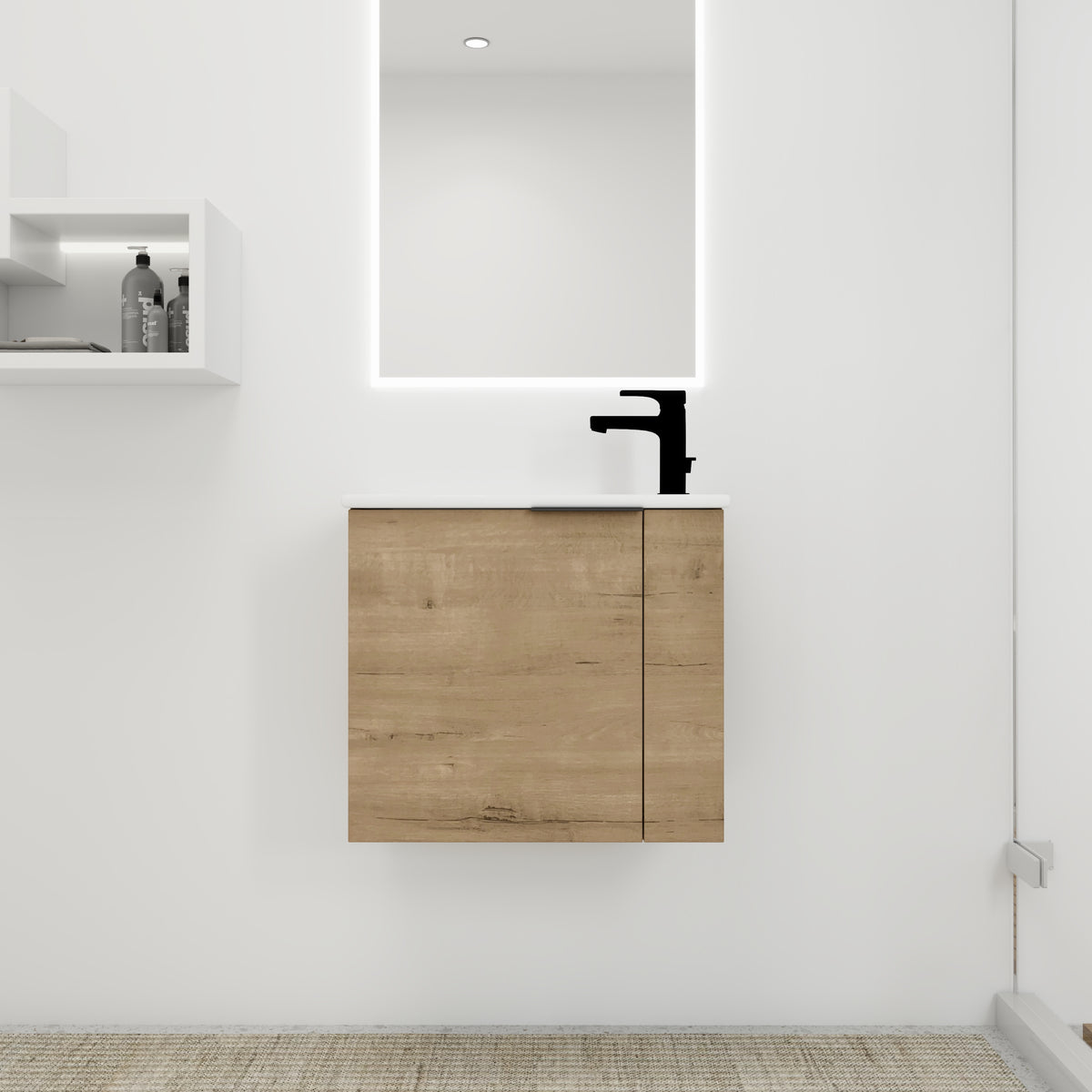 Mobile Bagno Sospeso 56cm Rovere con Lavabo