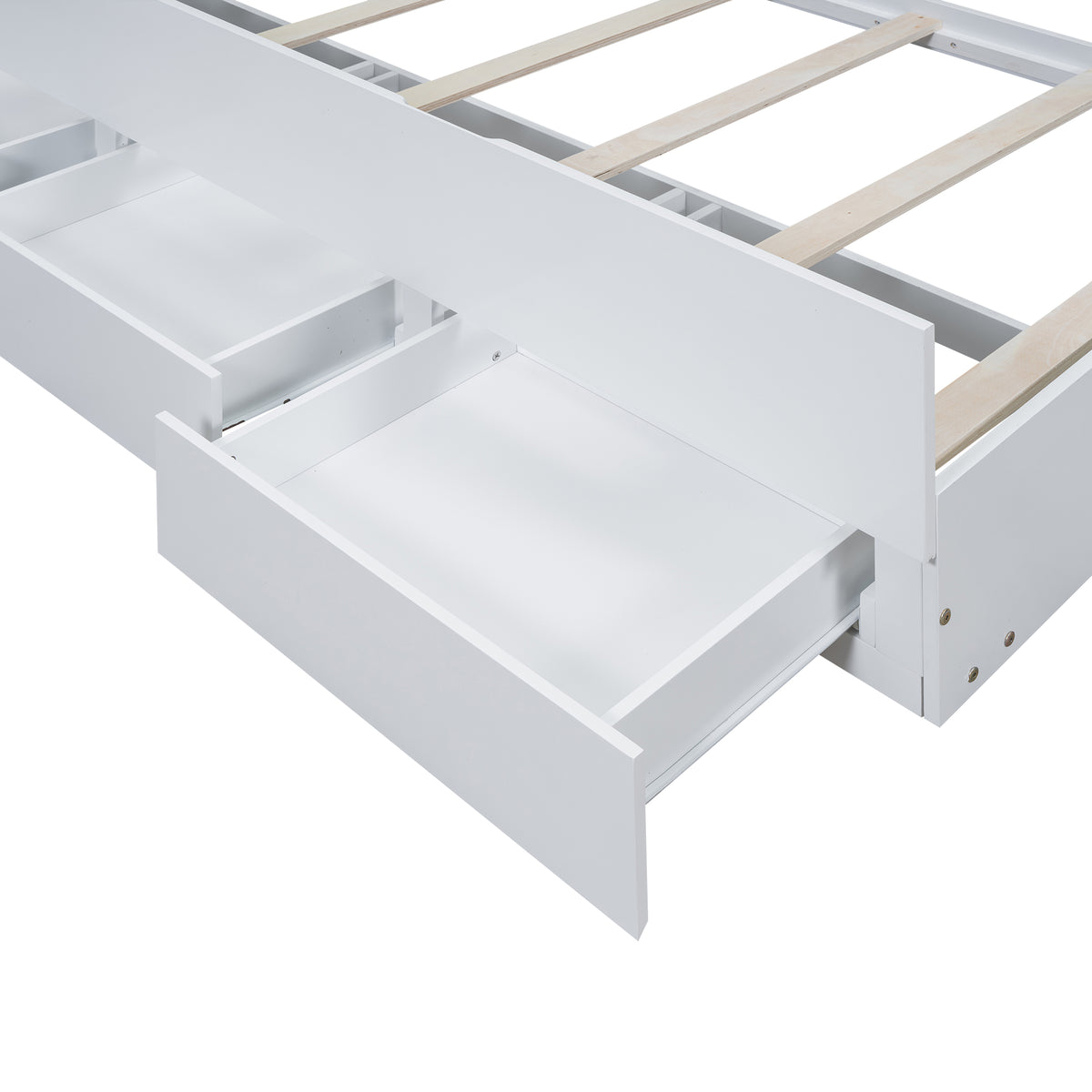 Letto Singolo Piattaforma LED Bianco 3 Cassetti