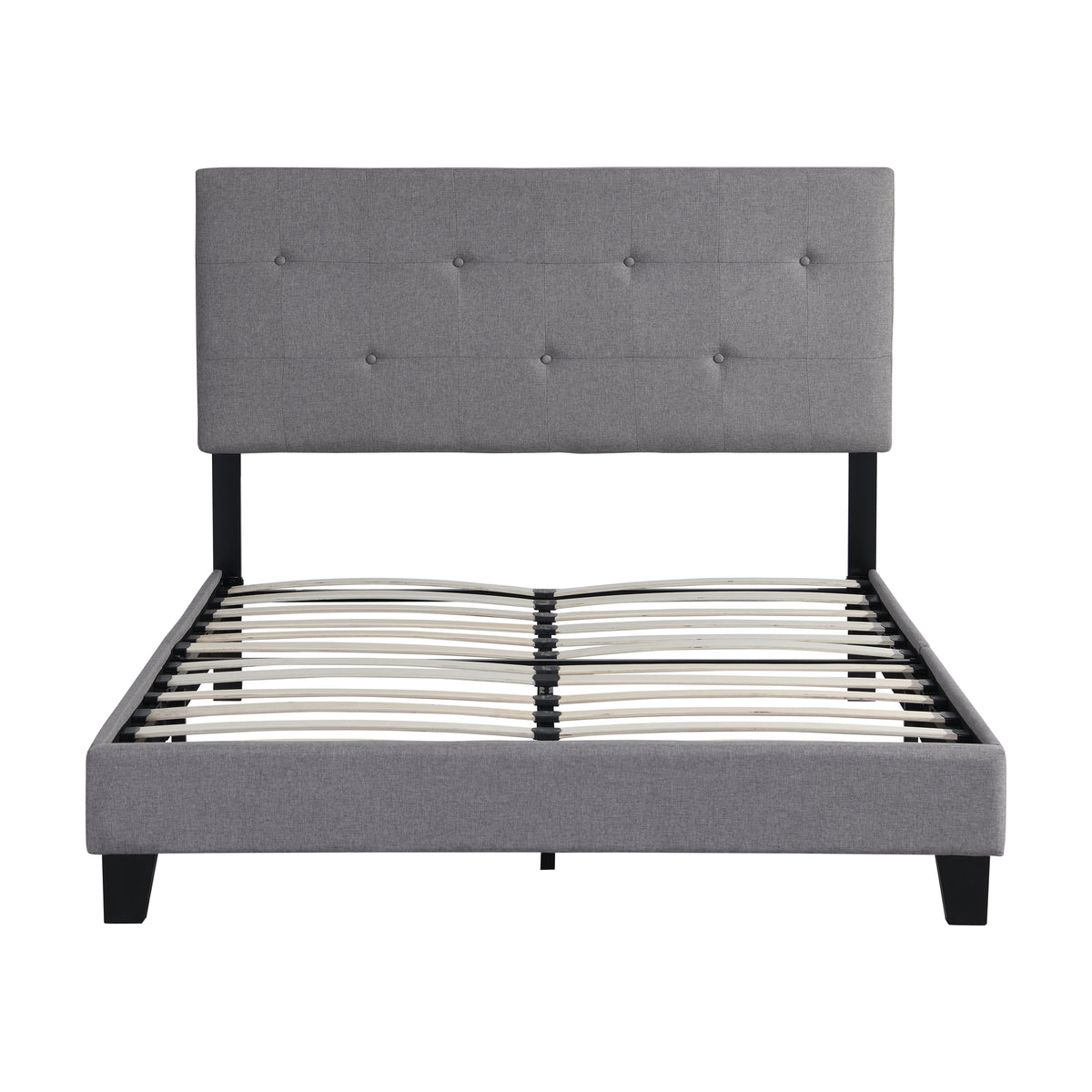 Letto Full Size Imbottito Lino Grigio