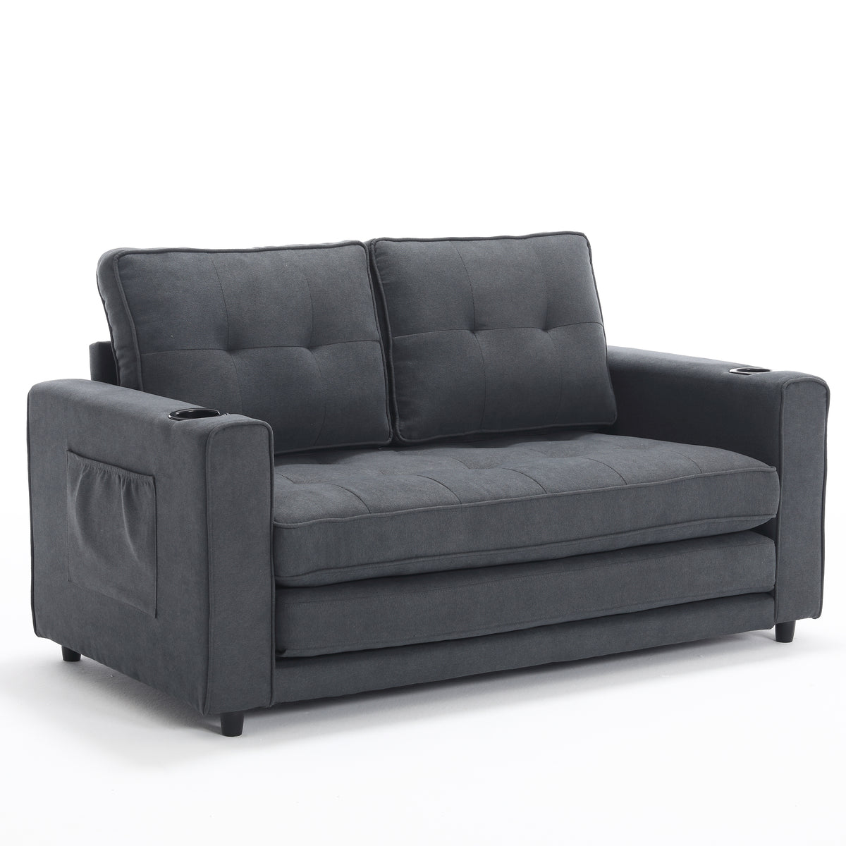 Divano Letto Futon 3 in 1 Grigio Scuro