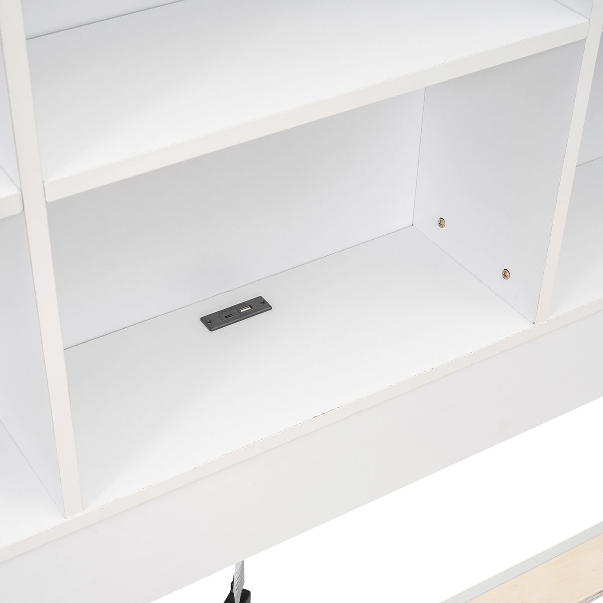 Letto Piattaforma Full con Testata, Ricarica e Cassetti — Bianco