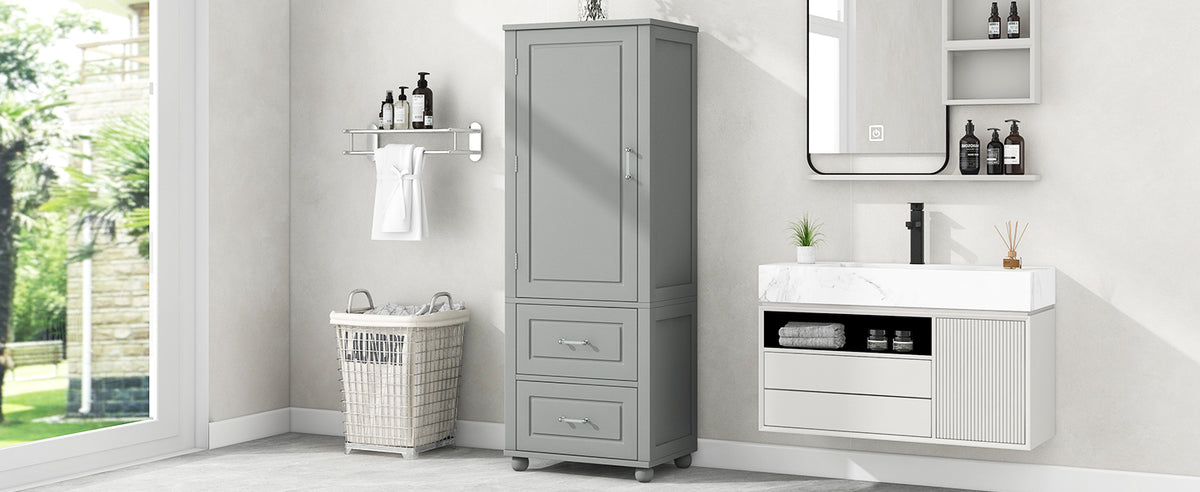 Mobile Bagno Alto Grigio 2 Cassetti 156cm