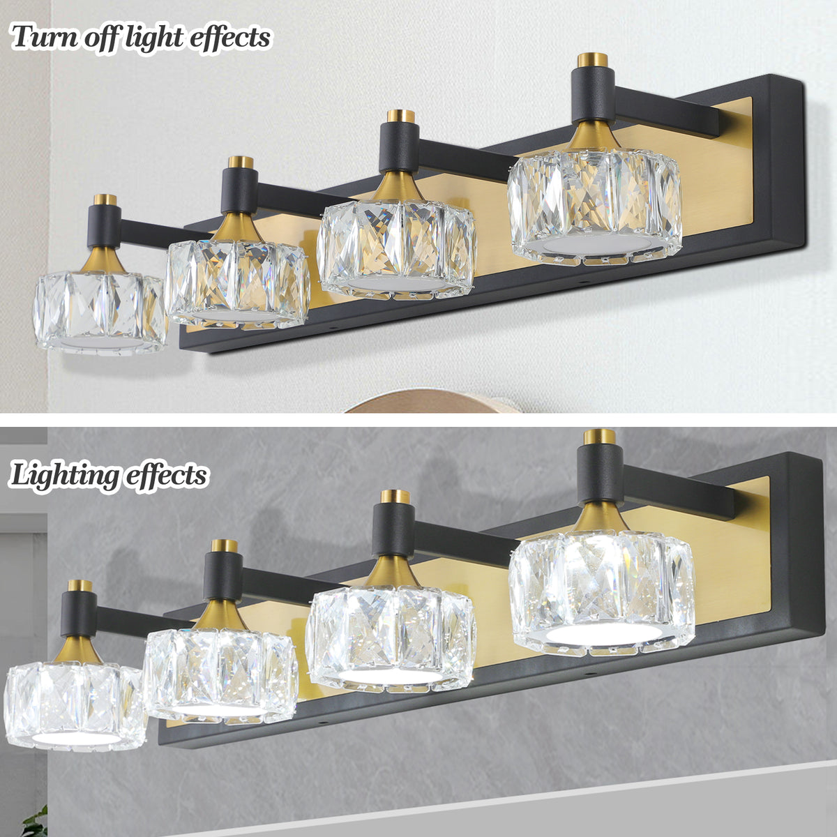 Lampada Bagno LED 4 Luci Cristallo Moderna