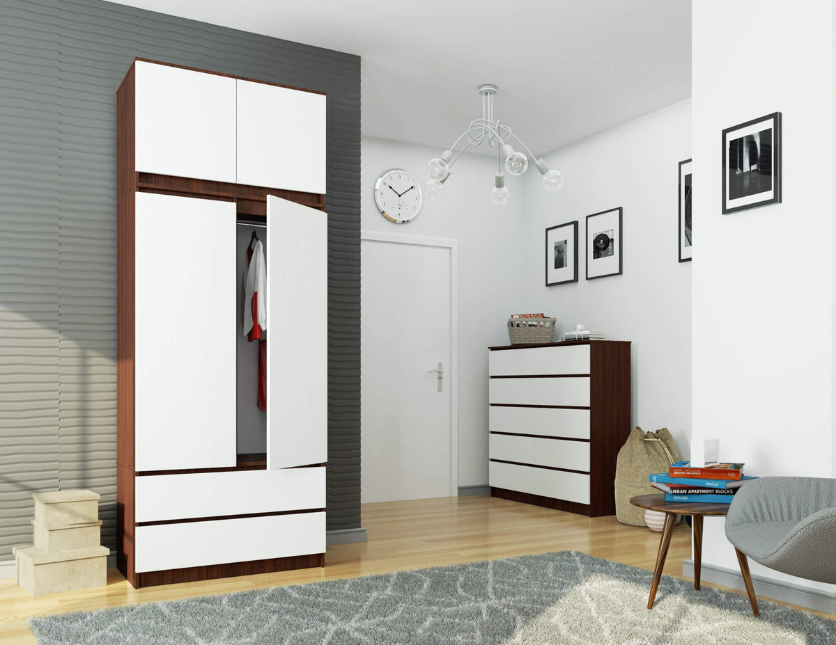 Sopralzo Armadio 90 cm 2 Ante – Wengé/Bianco