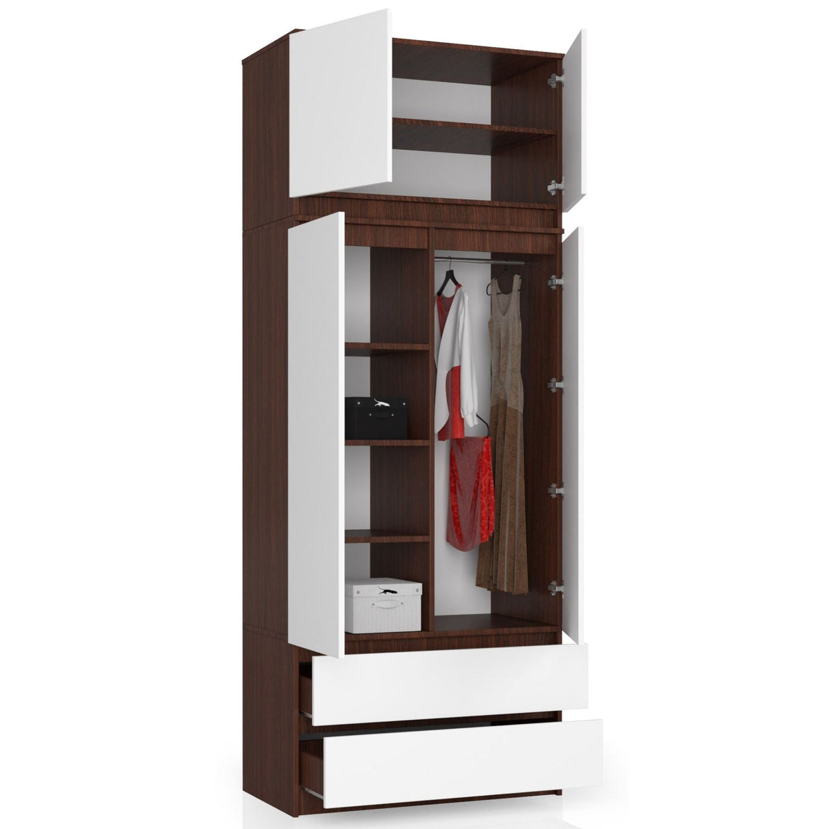 Sopralzo Armadio 90 cm 2 Ante – Wengé/Bianco