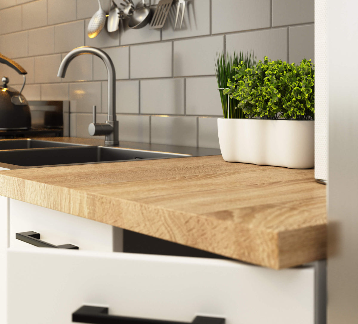 Set Cucina Linea 9 Elementi – Bianco/Sonoma 300x46x203 cm
