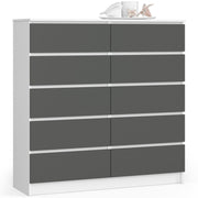 Cassettiera Nobile 10 Cassetti – Bianco/Grafite 120x40x121 cm