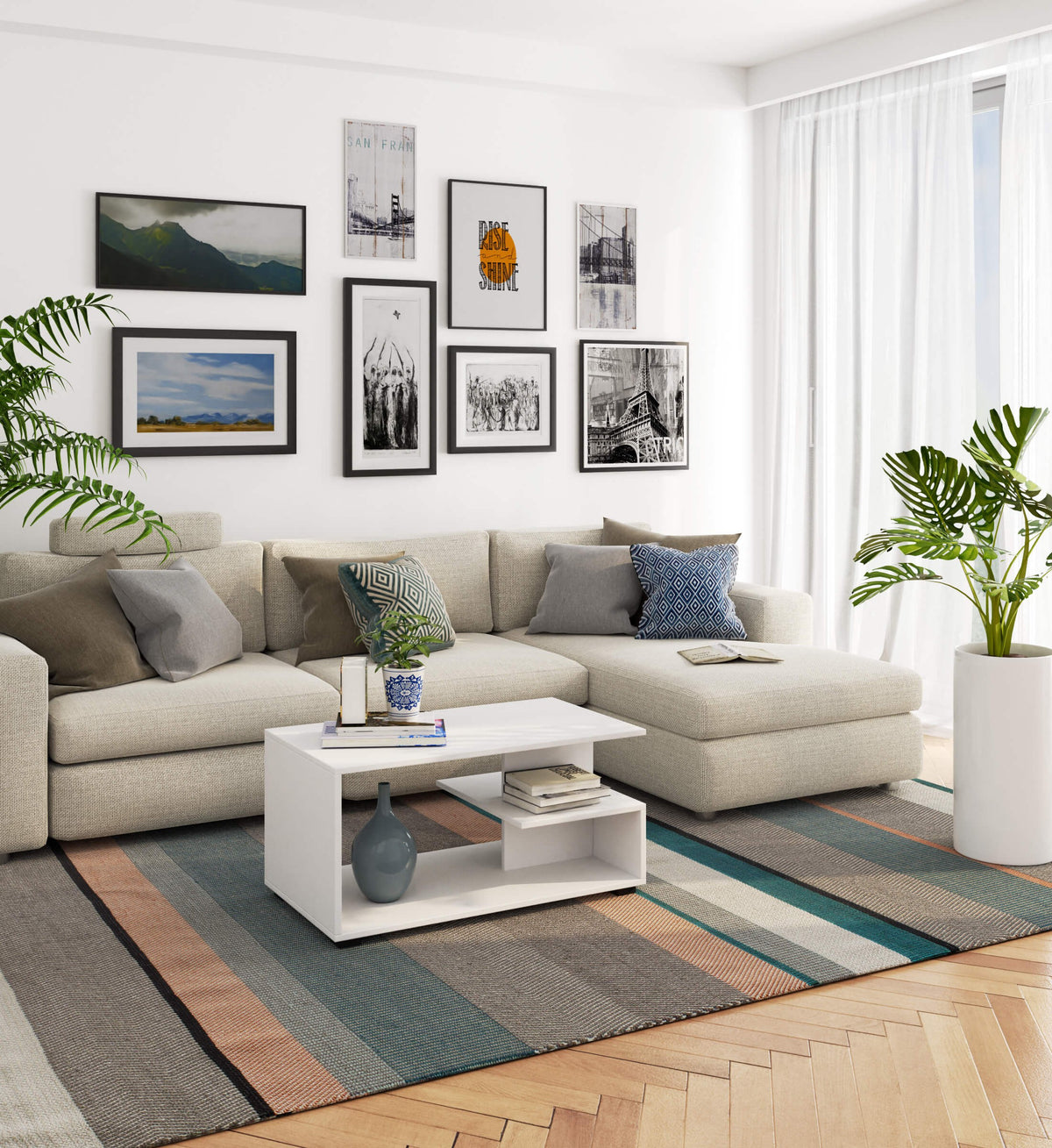 Tavolino da Caffè Pin 90×51×45 cm – Bianco