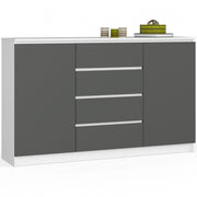 Cassettiera Linea 4 Cassetti 2 Ante – Bianco/Grigio 160x40x99 cm