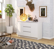 Cassettiera Nobile 3 Cassetti 2 Ante – Bianca 120x40x77 cm