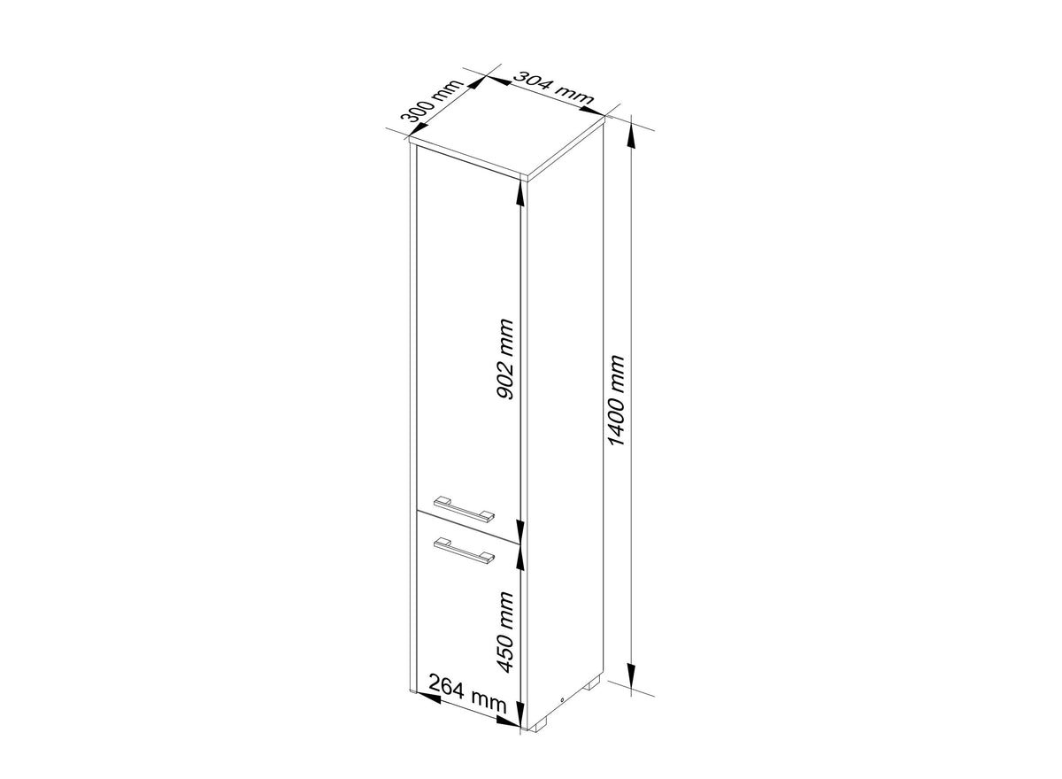 Colonna Bagno Aria 140 cm 2 Ante – Nero Lucido
