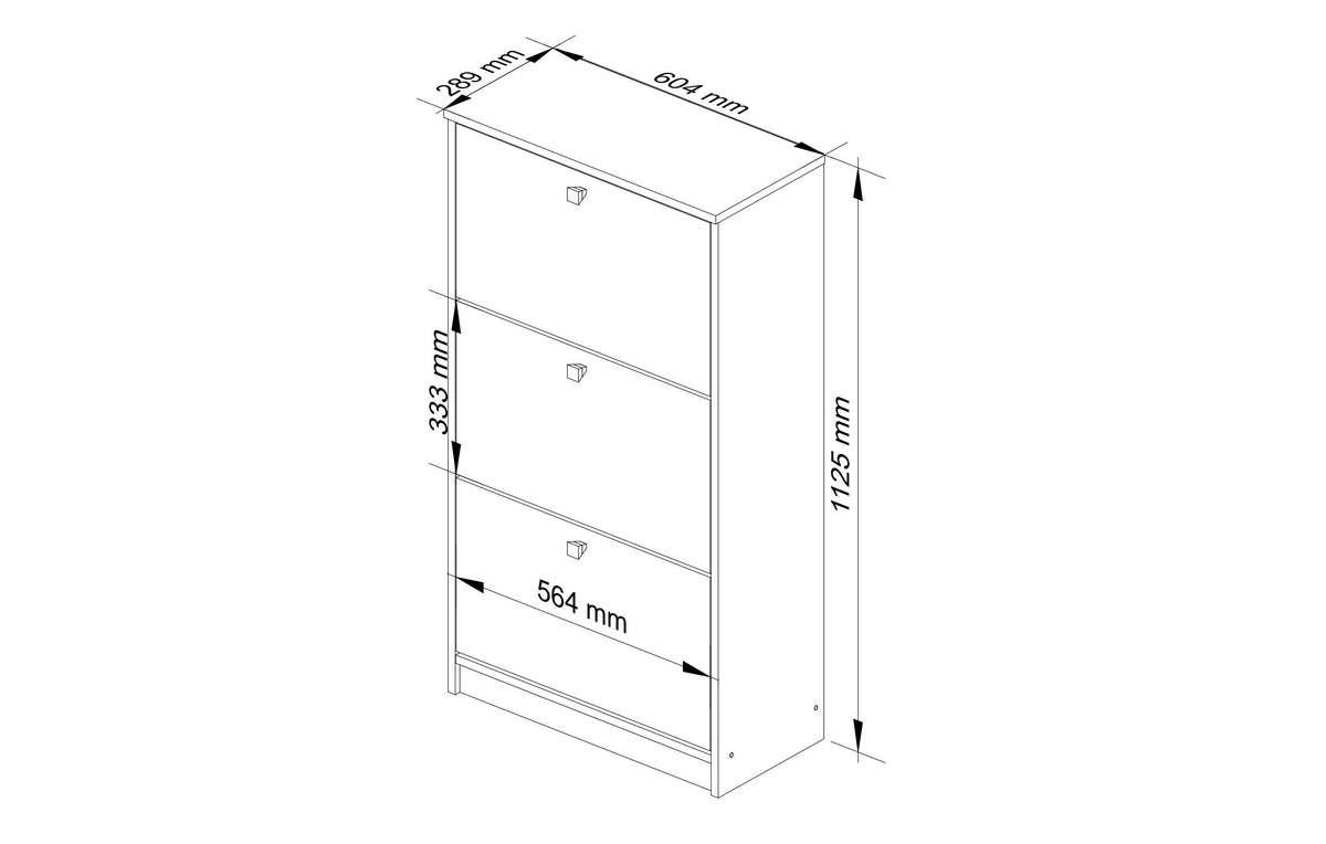 Scarpiera Linea 60 cm 3 Ante – Bianco Lucido
