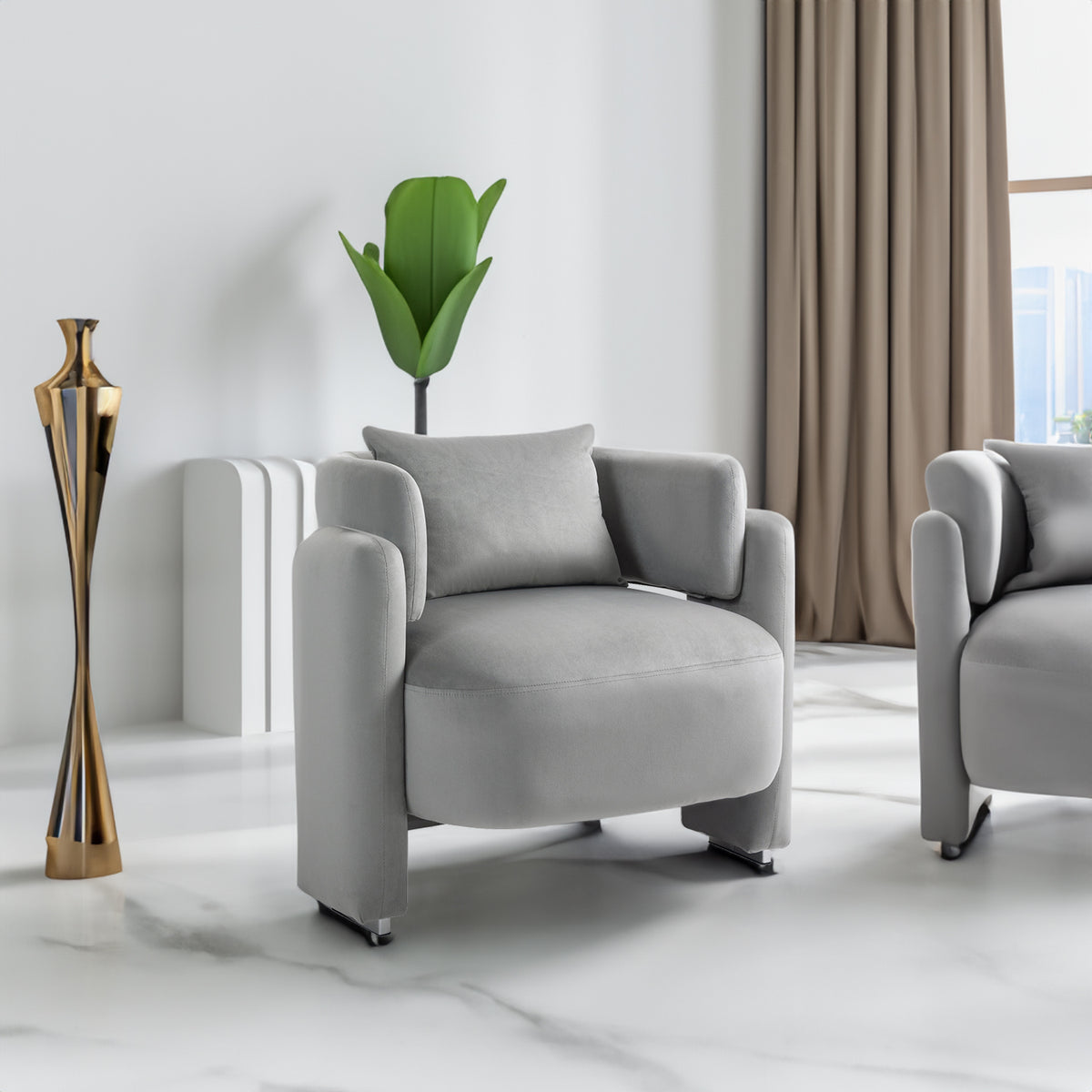 Poltrona Lounge Velluto Grigio