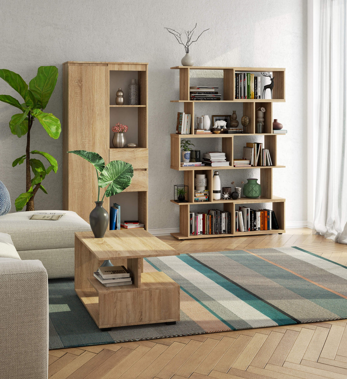 Libreria Fix 120 cm 10 Ripiani – Rovere Sonoma