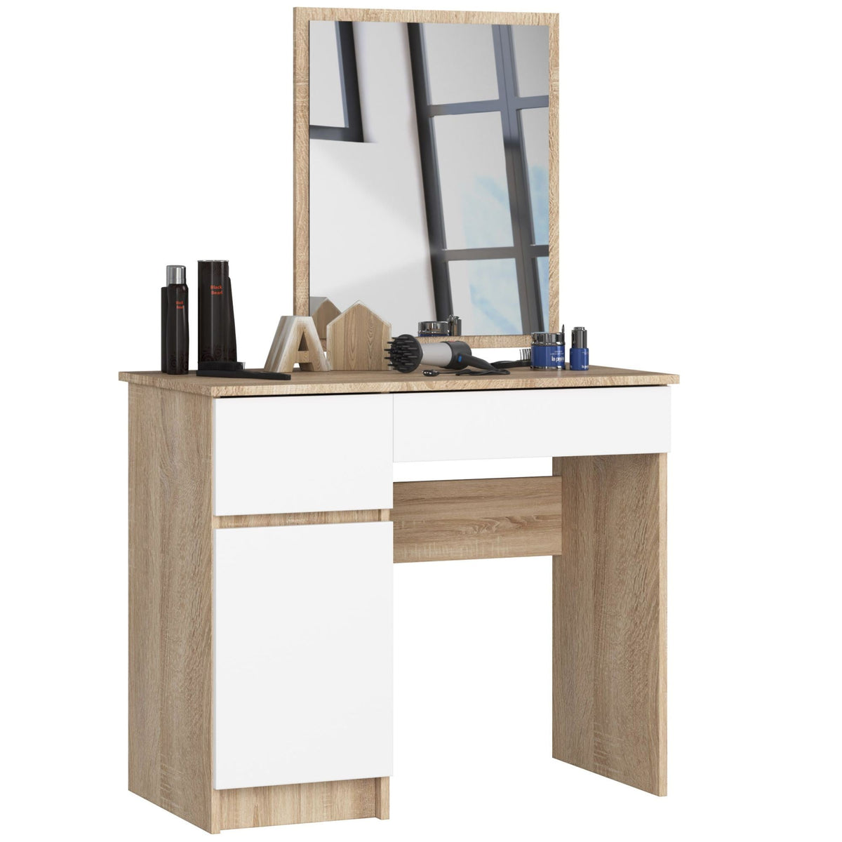 Toeletta Aura con Specchio 50x60 cm – Rovere/Bianco