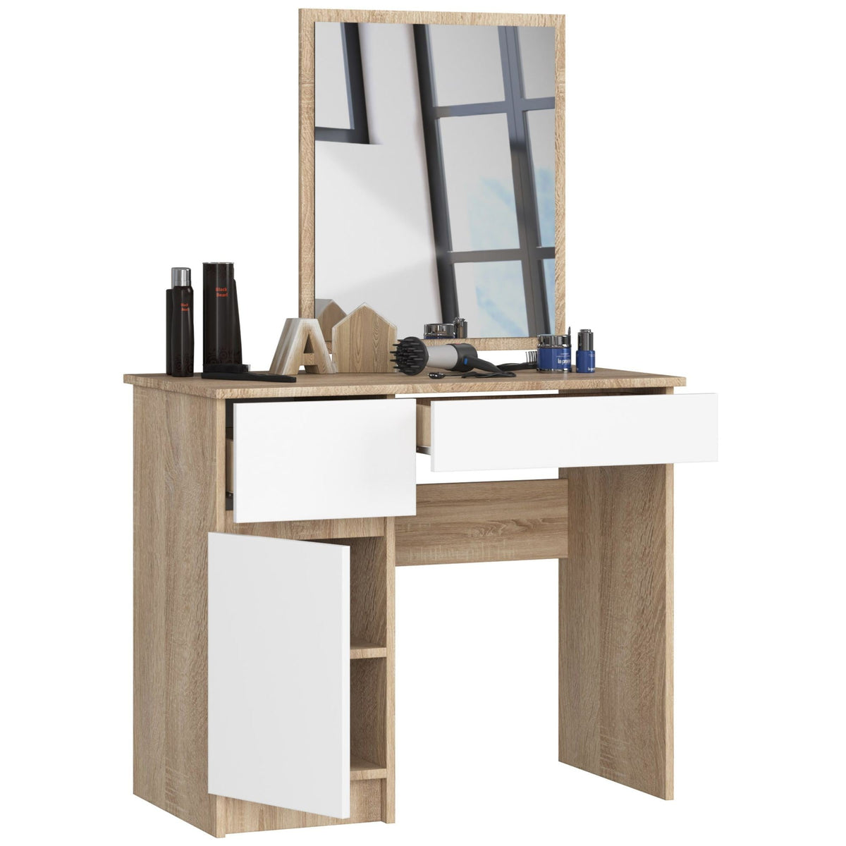 Toeletta Aura con Specchio 50x60 cm – Rovere/Bianco