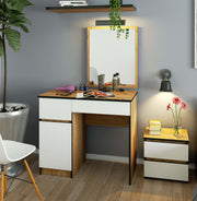 Toeletta Linea 90 cm 2 Cassetti con Specchio – Rovere/Bianca