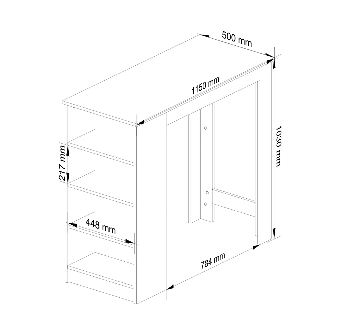 Tavolo Bar Linea 115 cm – Bianco