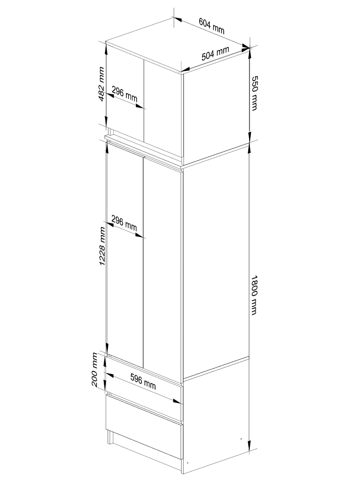 Armadio Linea 60 cm con Sopralzo 2 Ante – Bianco