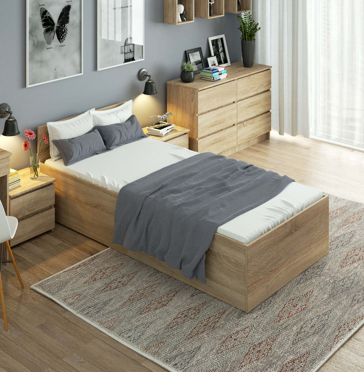 Letto Contenitore Luce 90x200 cm con Rete – Sonoma