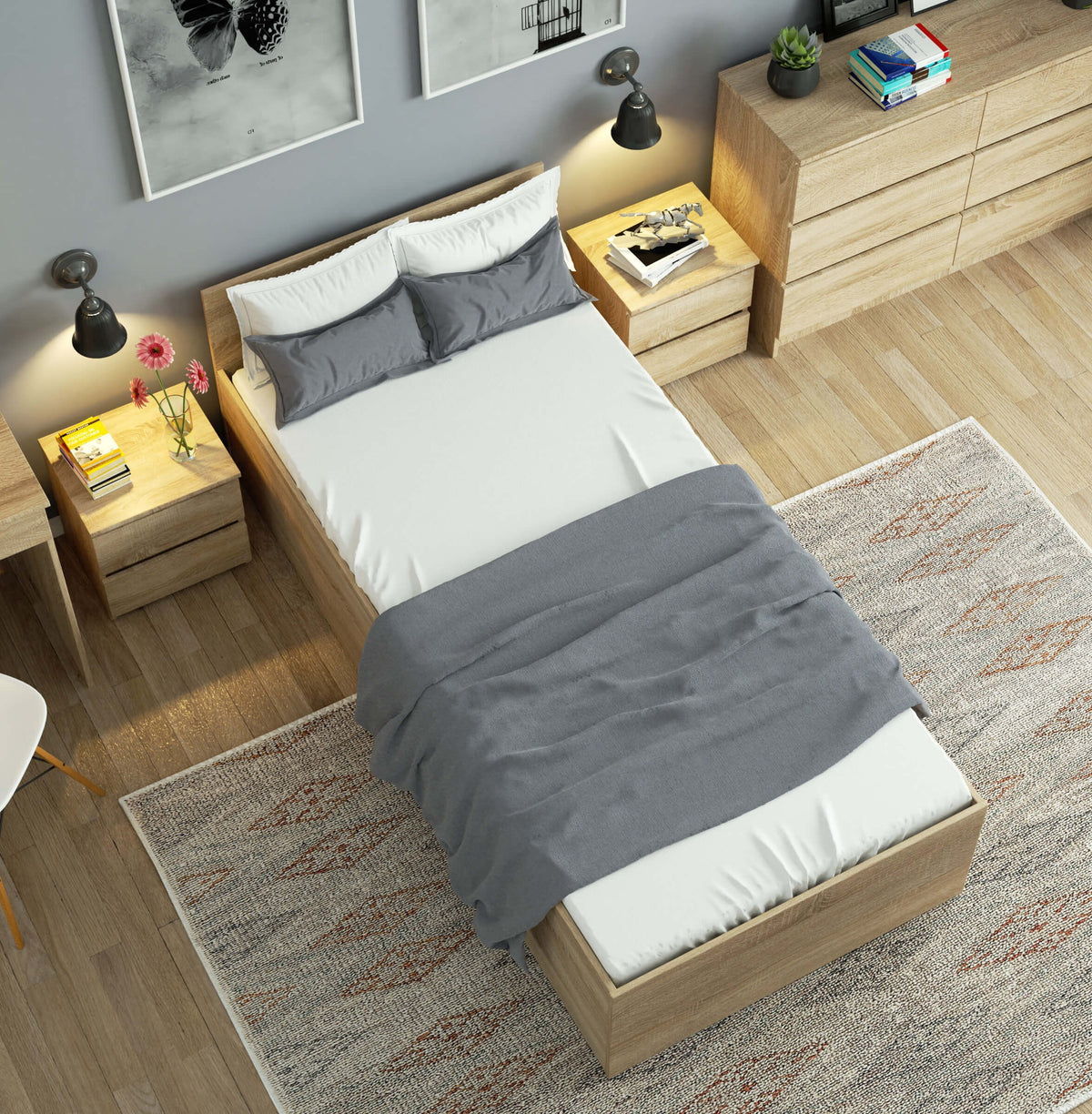Letto Contenitore Luce 90x200 cm con Rete – Sonoma