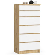 Cassettiera Nobile 6 Cassetti – Artisan/Bianco 60x40x130 cm