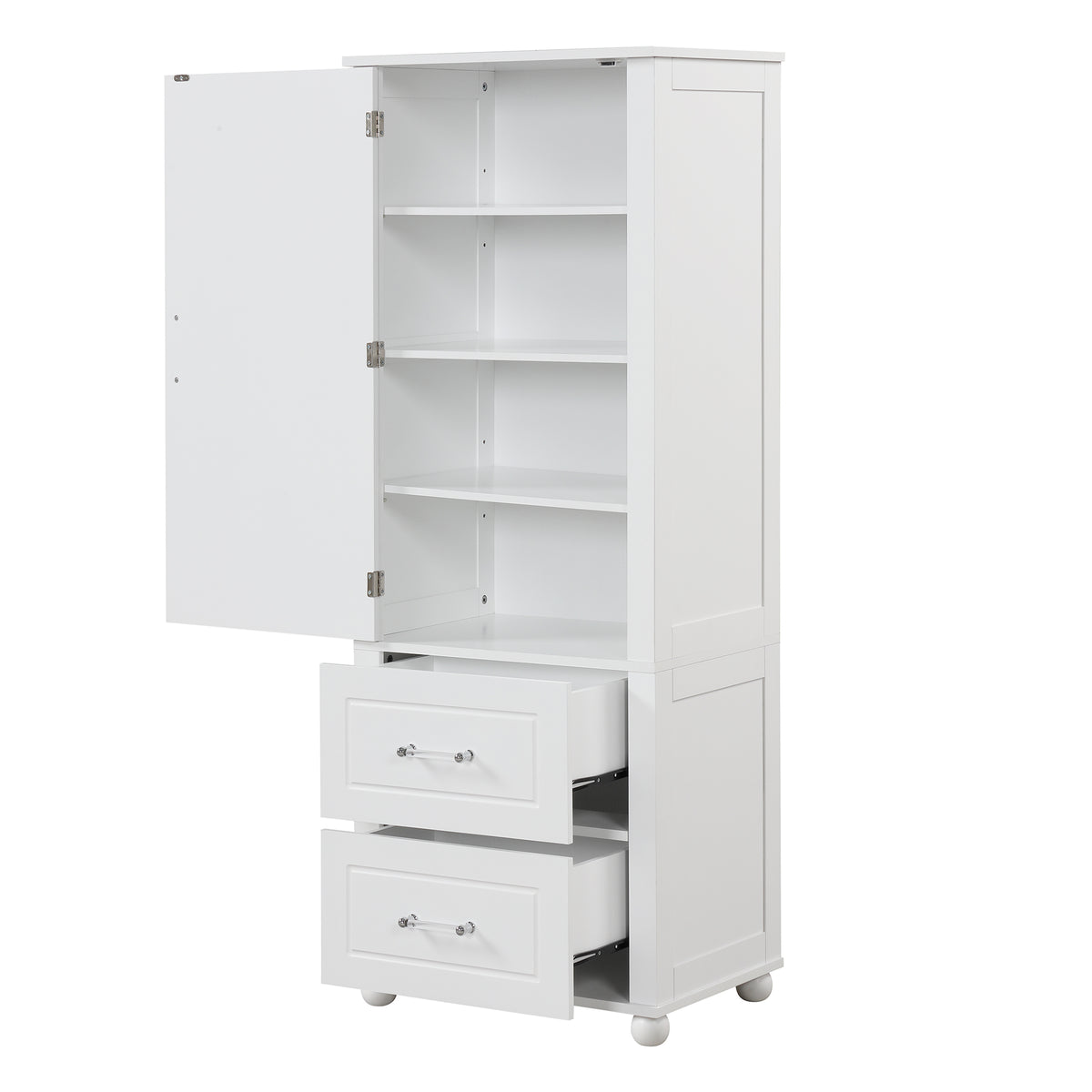 Armadietto Bagno Alto con Cassetti e Ripiano Regolabile