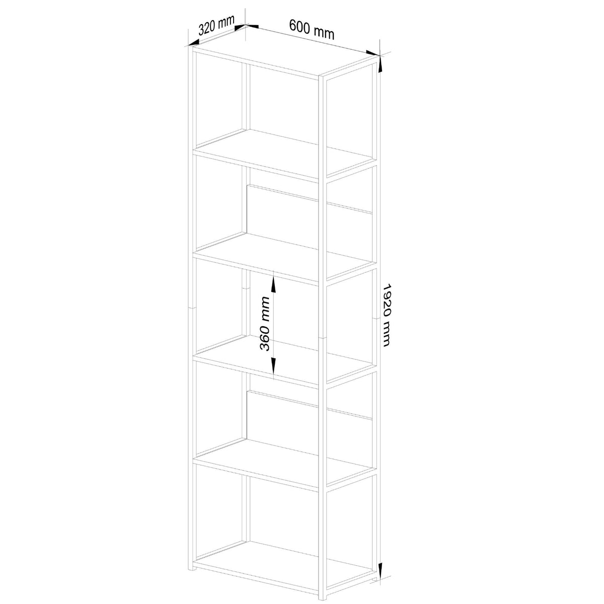 Scaffale Loft 60 cm 6 Ripiani – Bianco