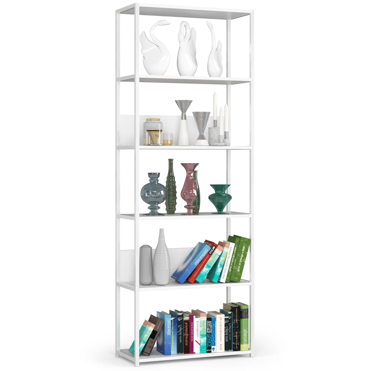 Libreria Loft 70 cm 6 Ripiani – Bianco/Bianco