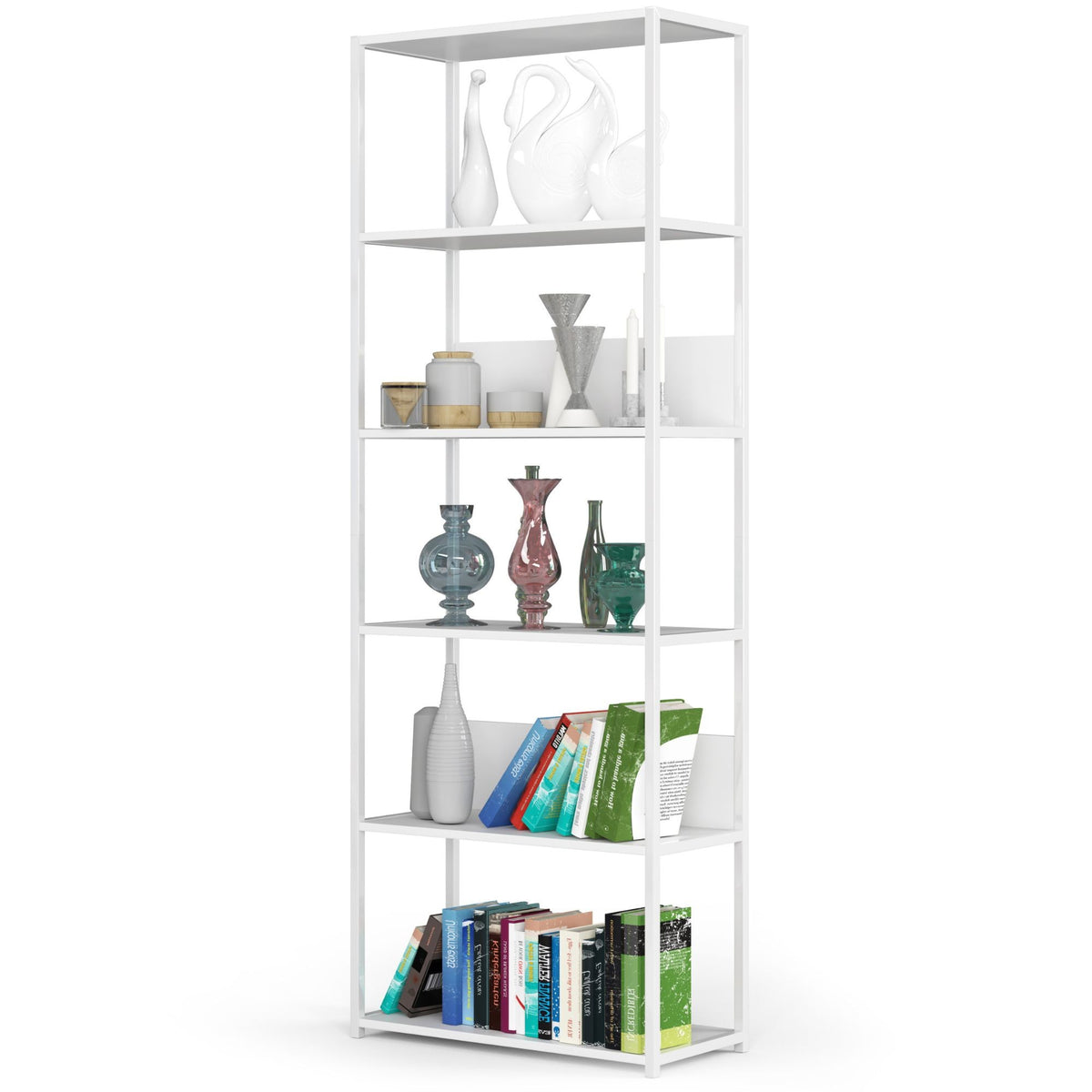 Libreria Loft 70 cm 6 Ripiani – Bianco/Bianco