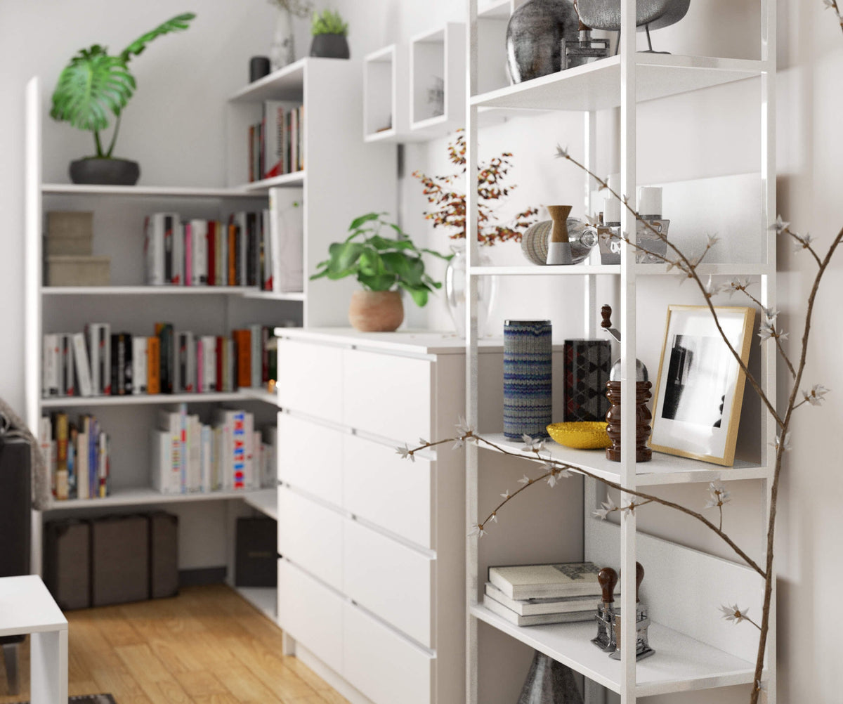 Libreria Loft 70 cm 6 Ripiani – Bianco/Bianco