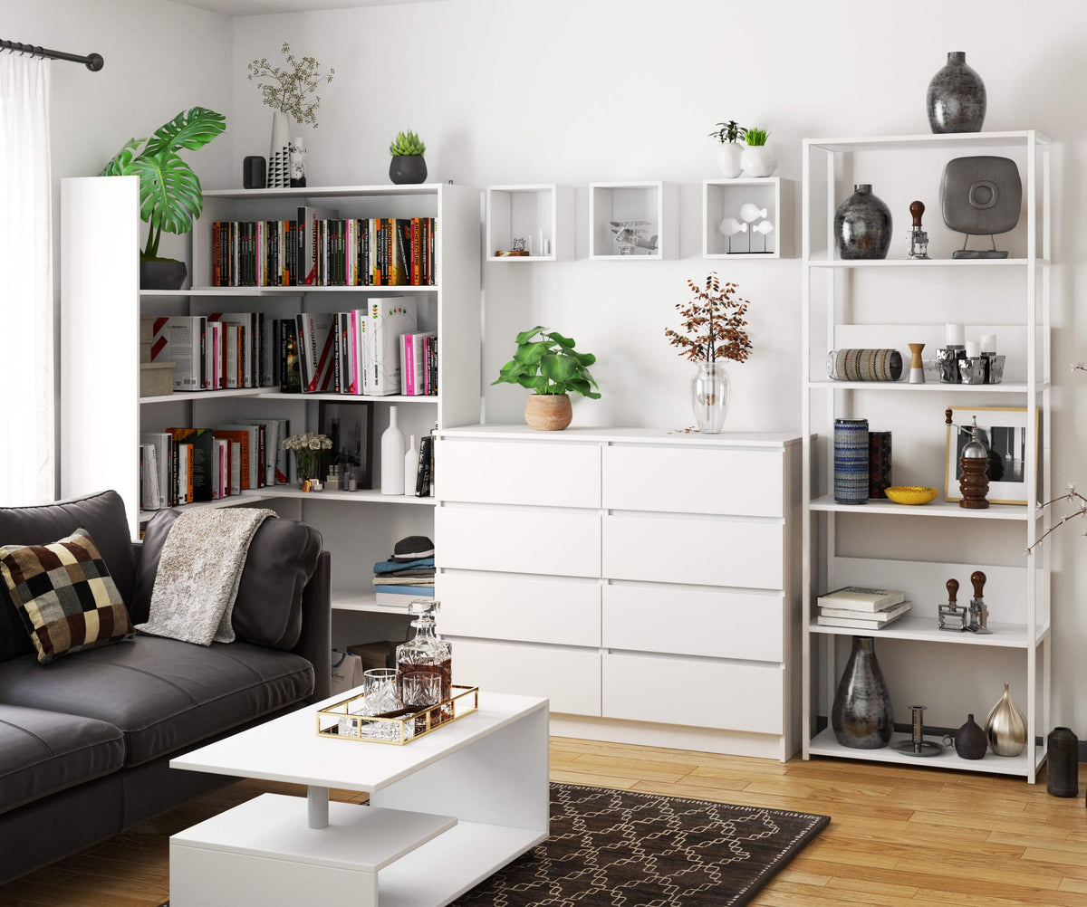 Libreria Loft 70 cm 6 Ripiani – Bianco/Bianco