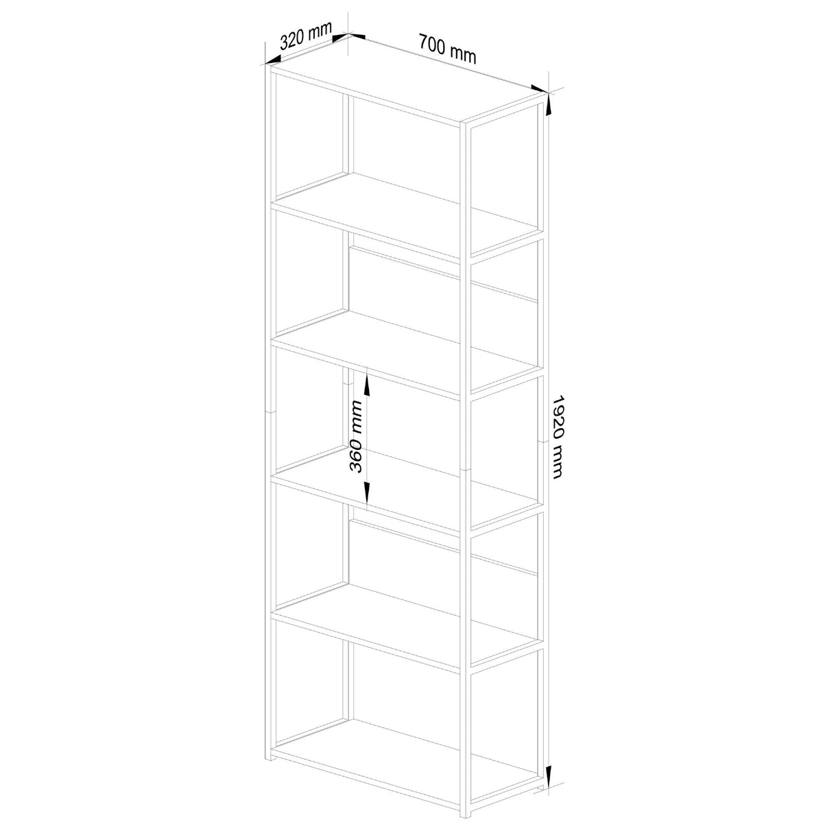 Libreria Loft 70 cm 6 Ripiani – Bianco/Bianco