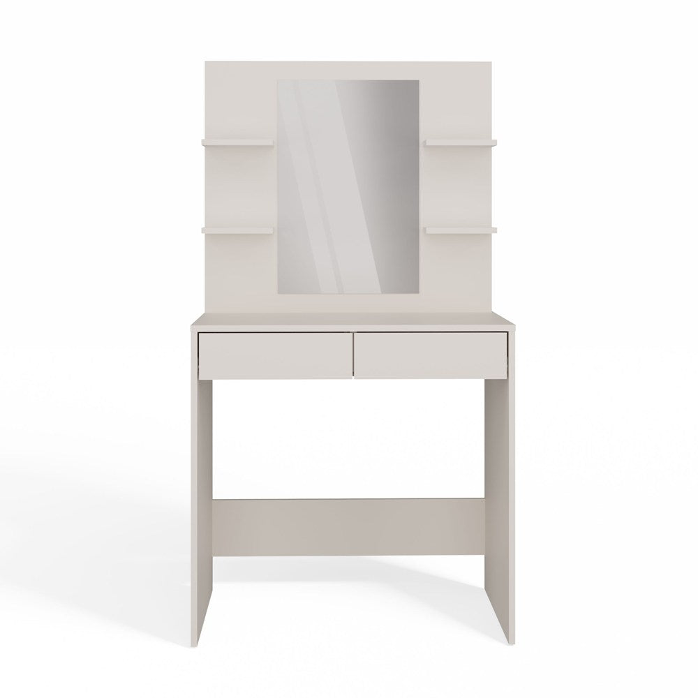 Toeletta Sera 81 cm con Specchio e 4 Ripiani – Beige