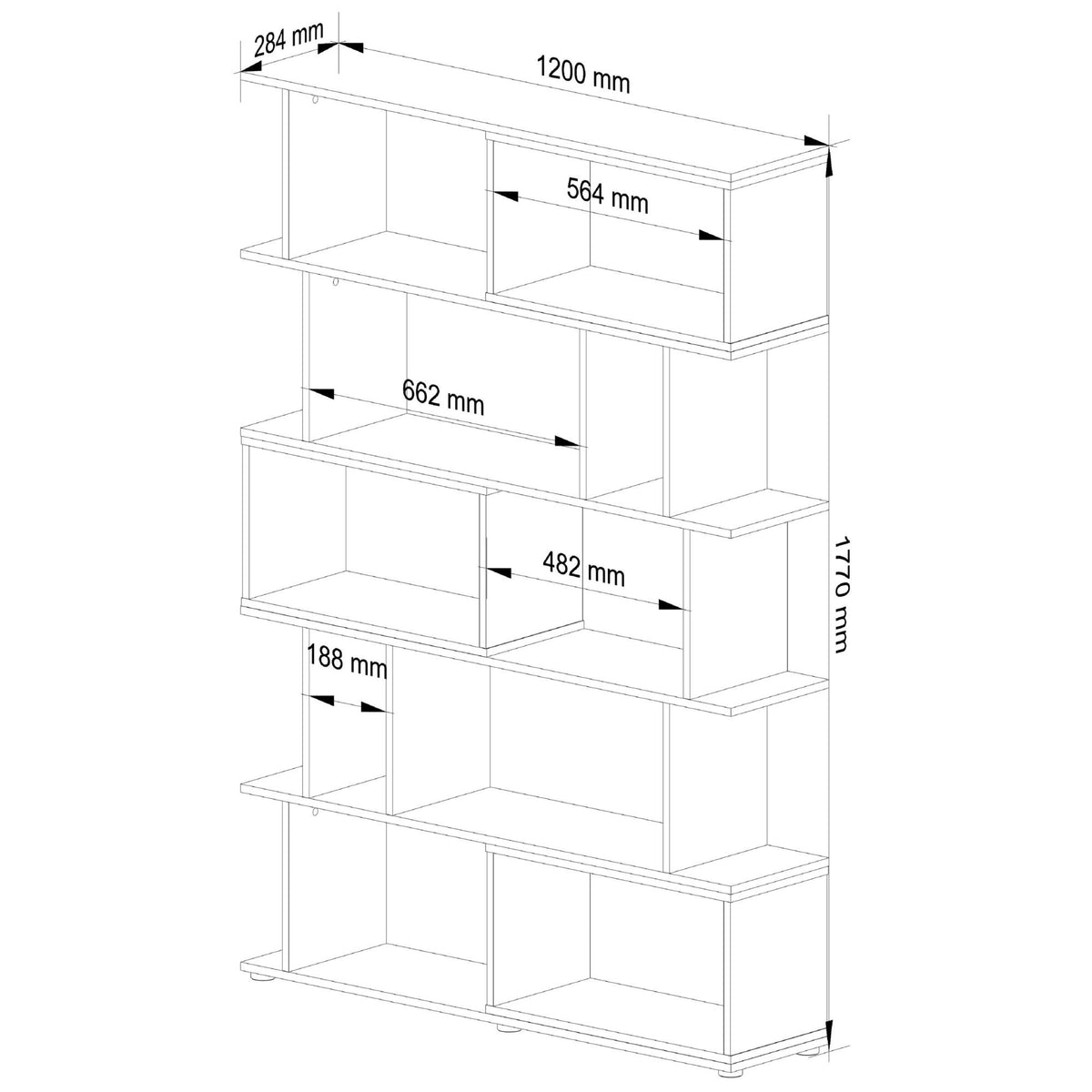 Libreria Fix 120 cm 10 Ripiani – Rovere Sonoma