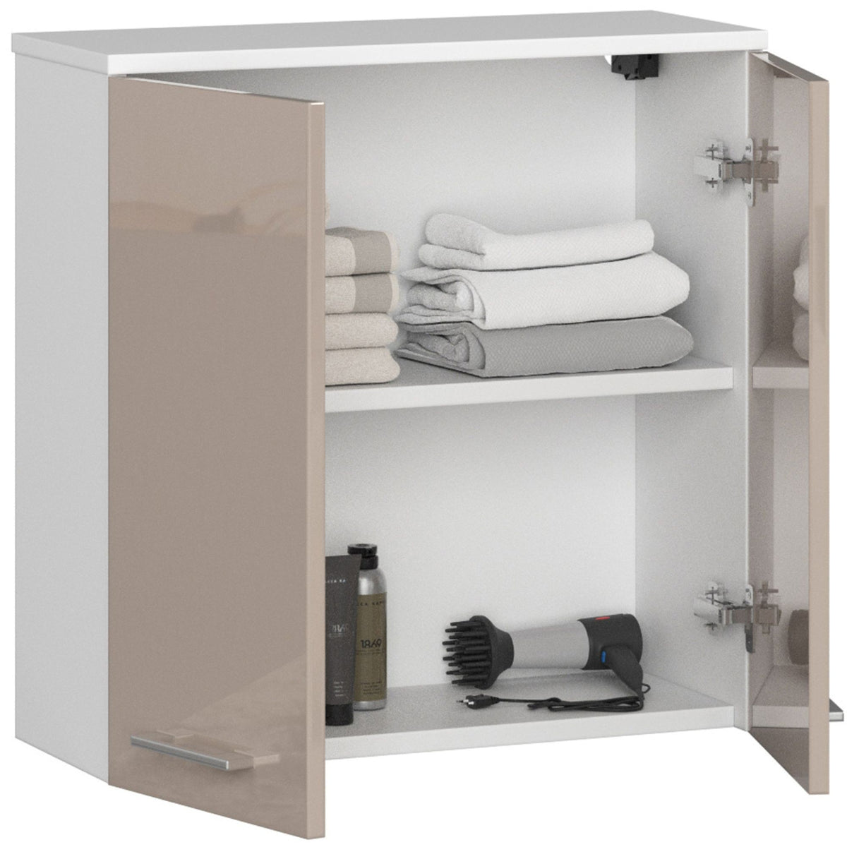 Armadietto Bagno 60 cm 2 Ante – Bianco/Cappuccino Lucido