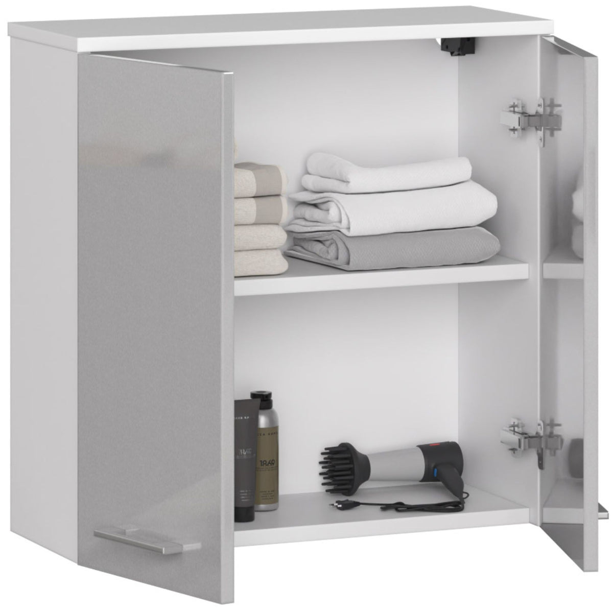 Armadietto Bagno Aria 60 cm 2 Ante – Bianco/Metallic