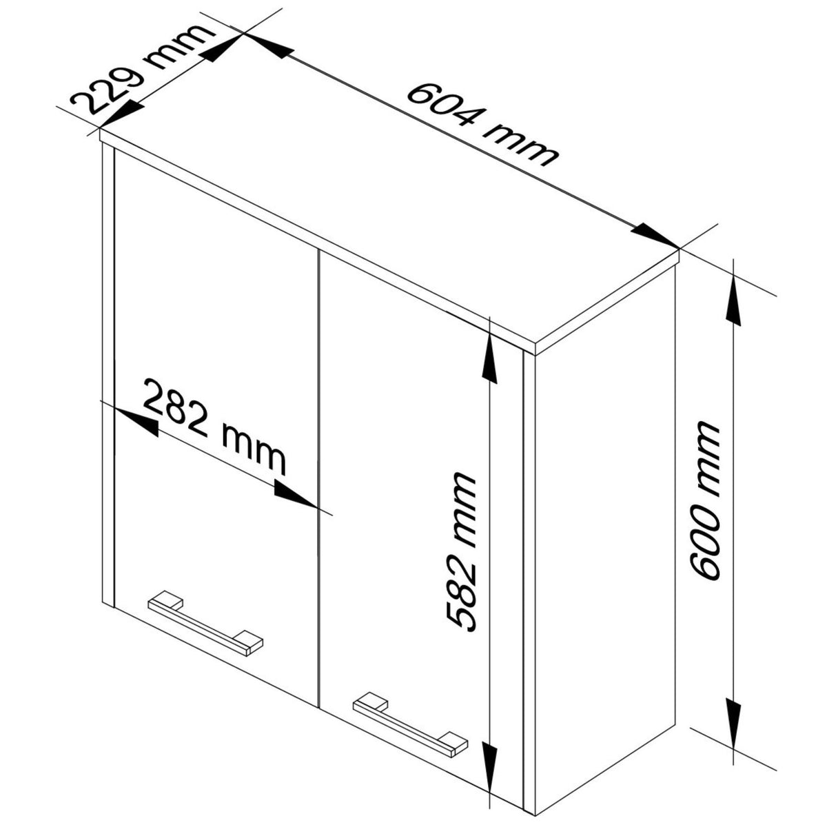 Armadietto Bagno Aria 60 cm 2 Ante – Bianco/Metallic