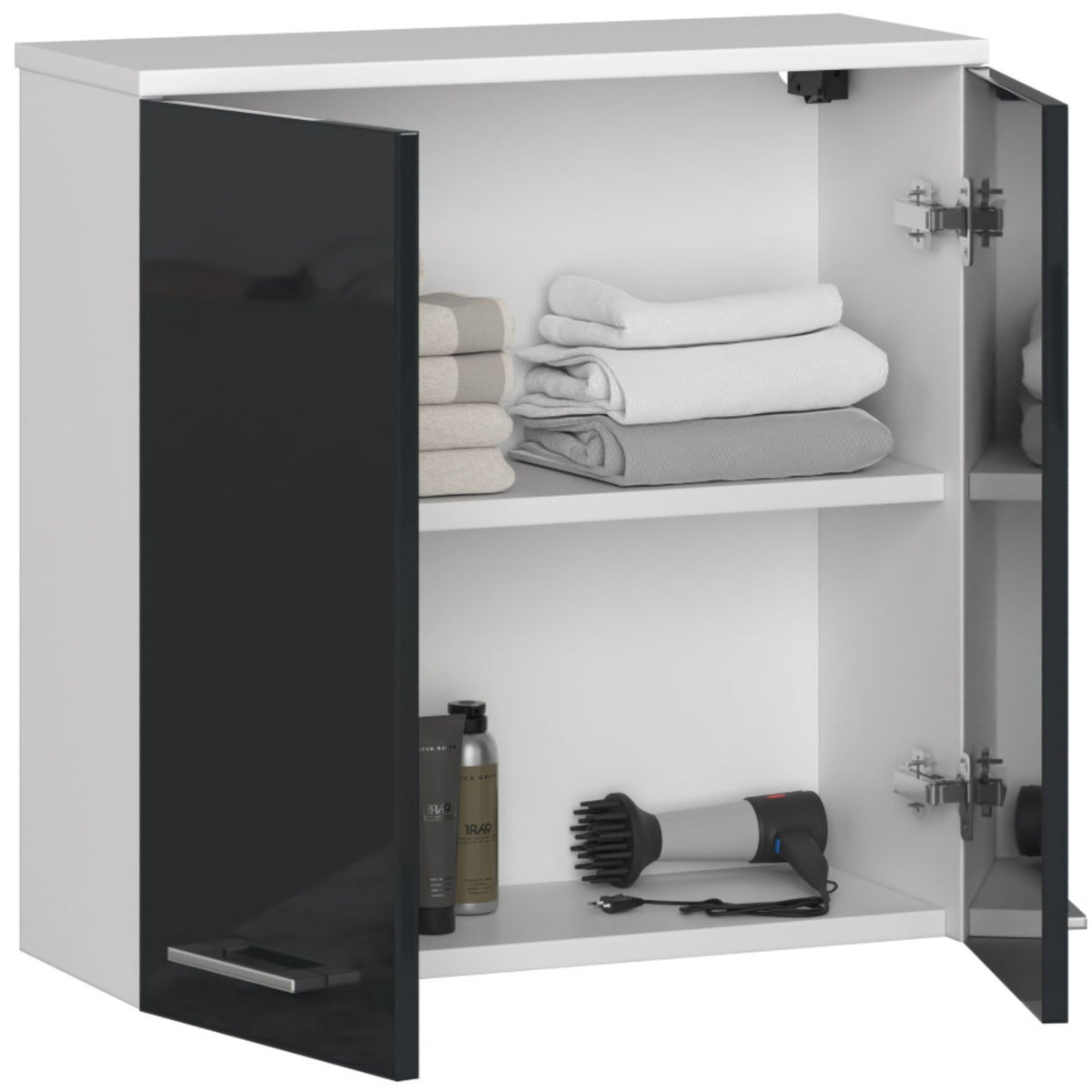 Armadietto Bagno Aria 60 cm 2 Ante – Bianco/Grafite