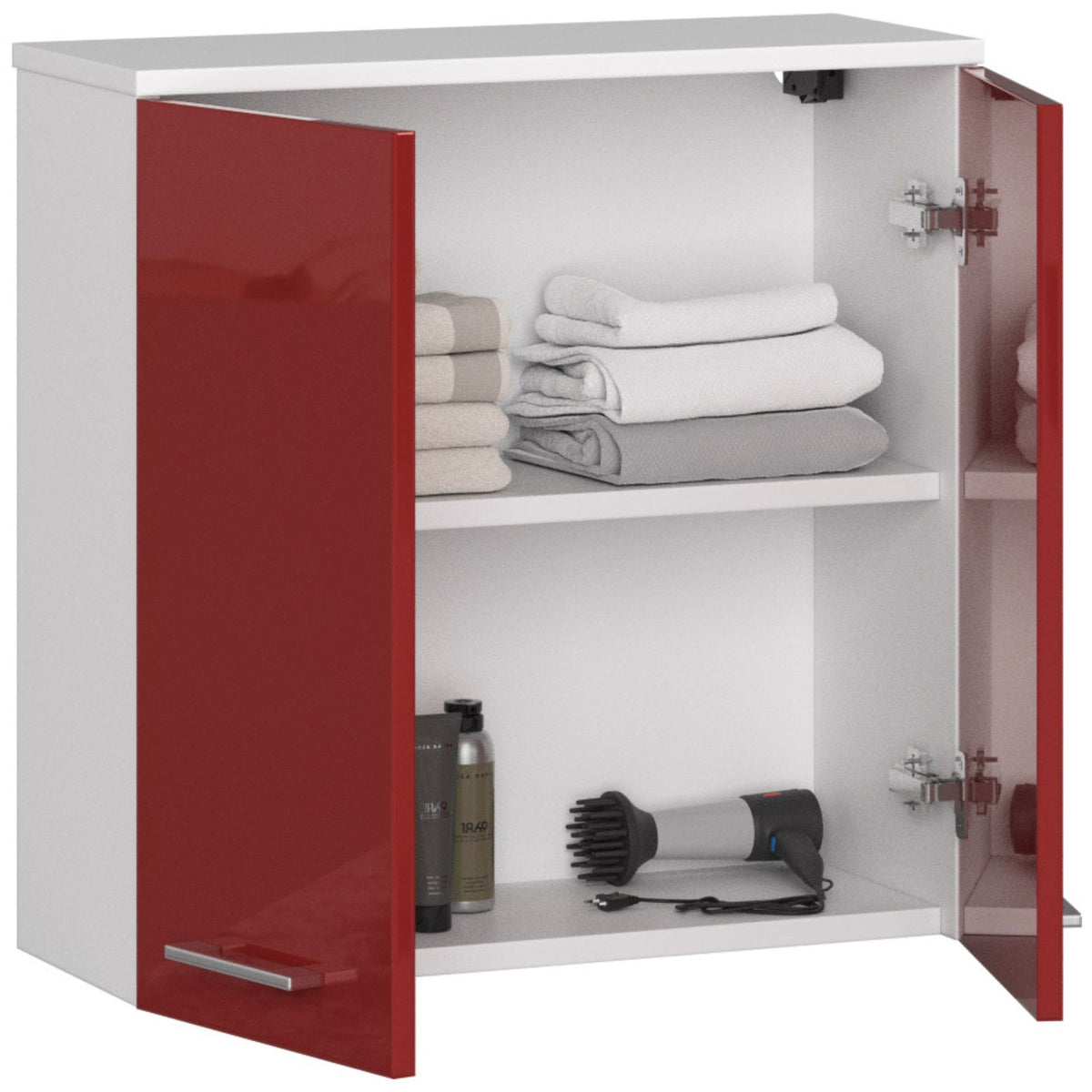 Armadietto Bagno Aria 60 cm 2 Ante – Bianco/Rosso Lucido