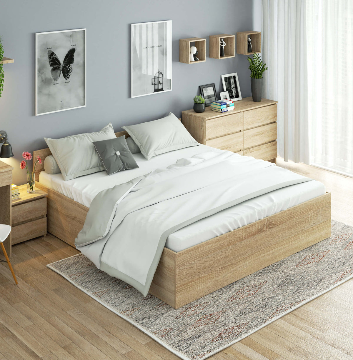 Letto Contenitore Luce 180x200 cm con Rete – Sonoma