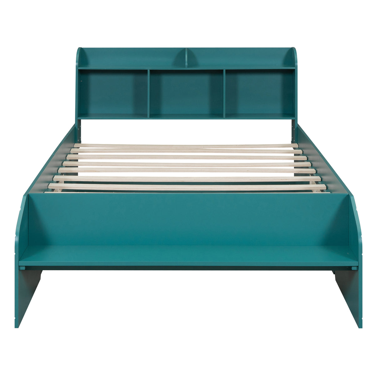 Letto Full Size in Legno con 2 Cassetti, Testiera e Pediera Contenitore - Verde Scuro