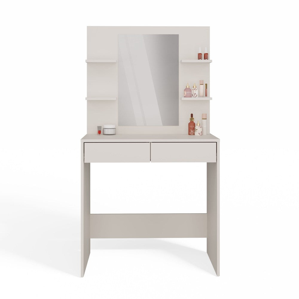 Toeletta Sera 81 cm con Specchio e 4 Ripiani – Beige