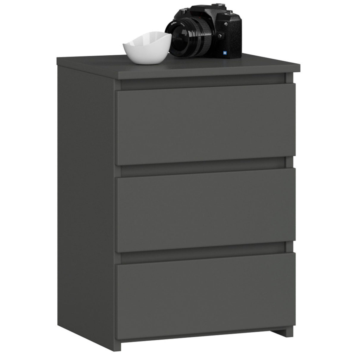 Comodino Nobile 40 cm 3 Cassetti – Grafite Grigio
