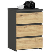 Comodino Nobile 1 Cassetto – Grafite/Rovere 40x35x57 cm