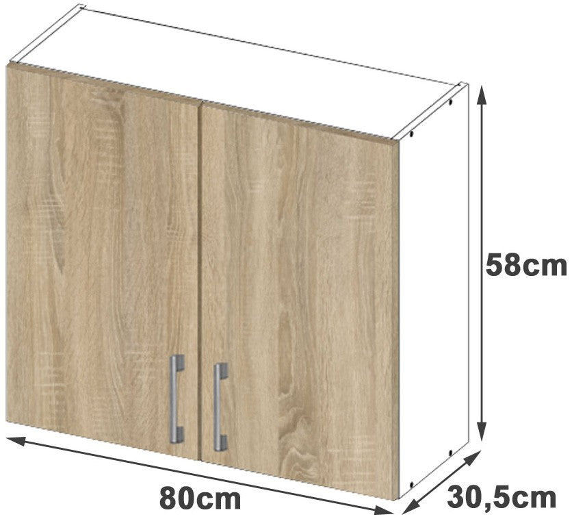 Pensile Cucina Lima 80 cm 2 Ante – Bianco/Rovere Sonoma