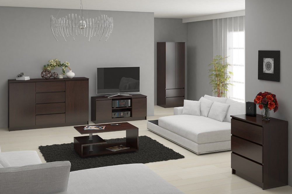 Credenza Linea 140 cm 2 Ante 4 Cassetti – Wengé