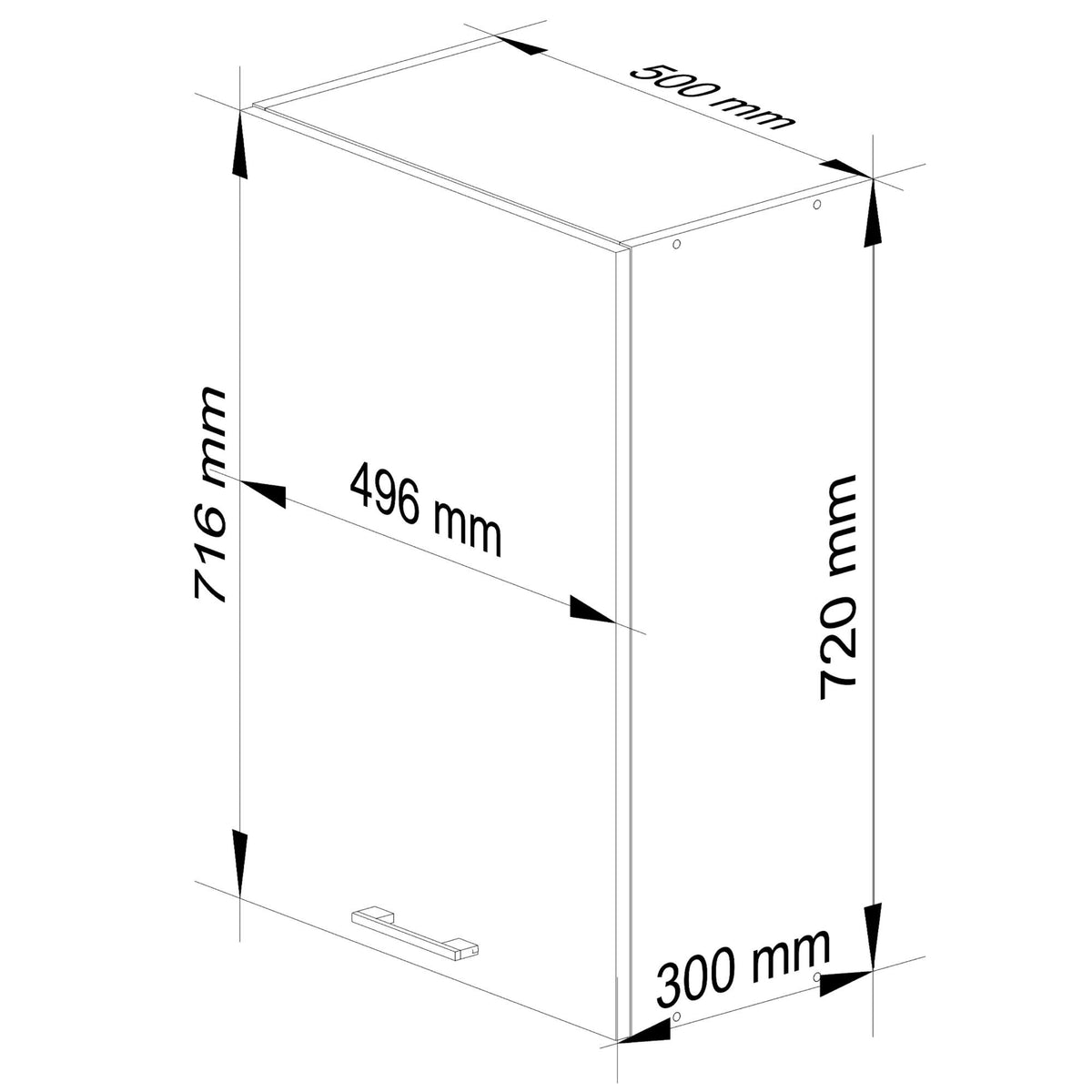 Pensile Cucina Linea 50 cm 1 Anta – Bianco/Rosso Lucido