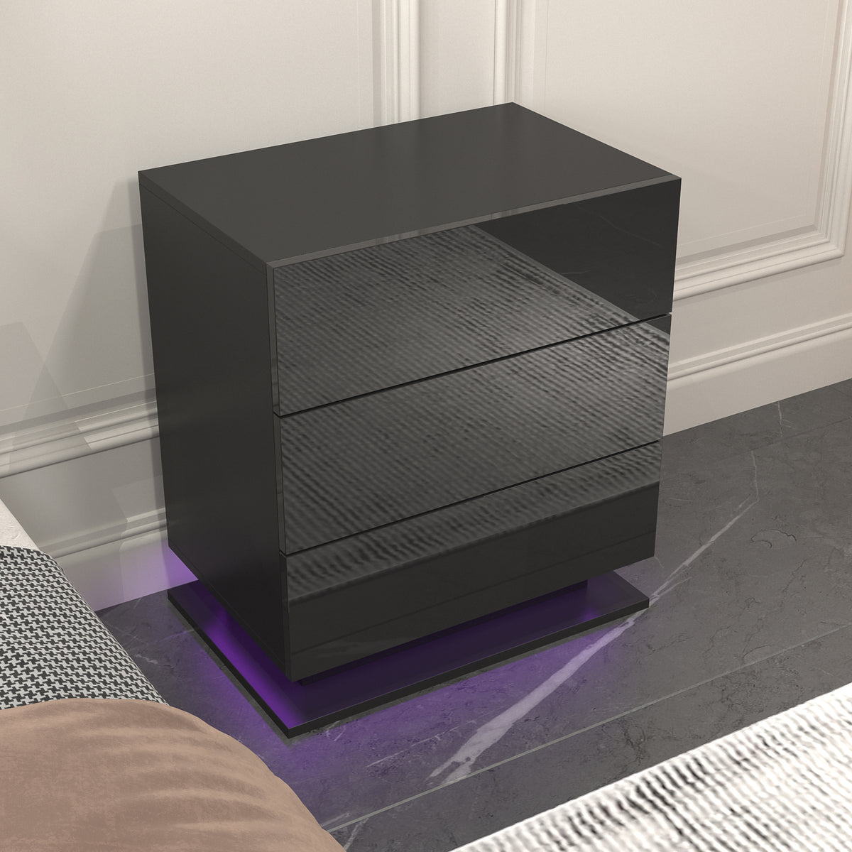 Comodino Nero con LED RGB